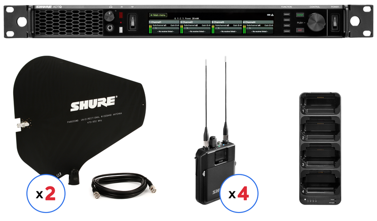 Shure ADTQ Axient Digital PSM Wireless Quad System - G57 Band (470-608MHz) (Bundle)