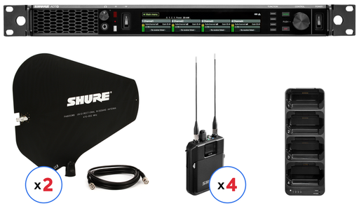 Shure ADTQ Axient Digital PSM Wireless Quad System - G57 Band (470-608MHz) (Bundle)
