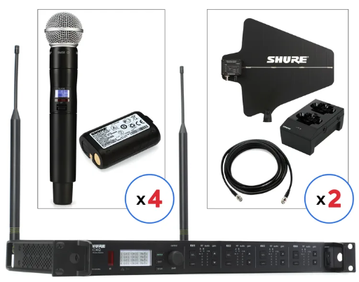 Shure ULXD4Q 4-Channel Handheld Wireless Bundle - H50 Band